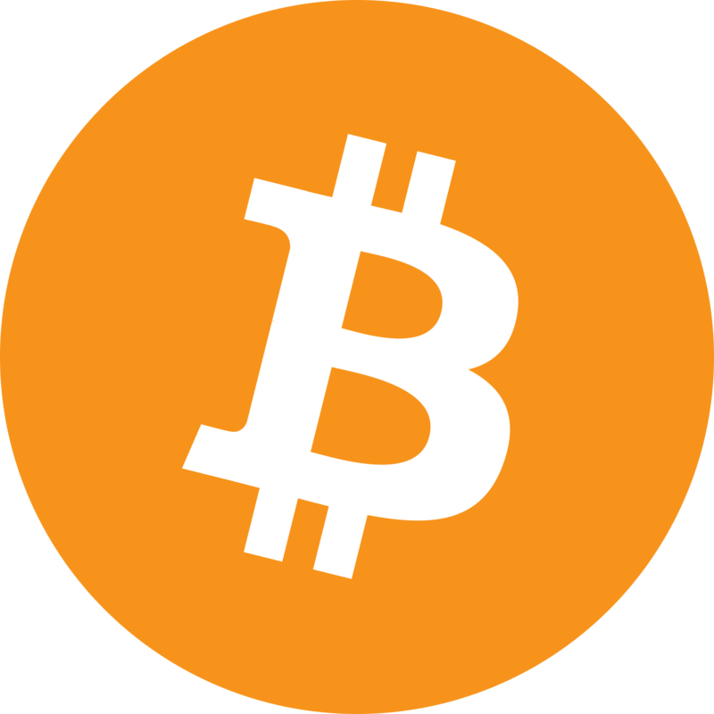 The Bitcoin logo, a white B with two vertical strokes on an orange circle